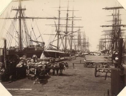 JOHN WILLIAM LINDT Melbourne: Partie aus dem Hafen (Town Pier) (Town Pier Sandridge, Melbourbe)