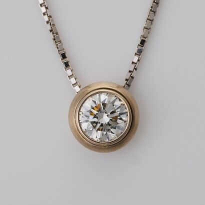 18ct White Gold, 0.96ct Diamond Solitaire Slider Necklace on 42cm Box Link Chain