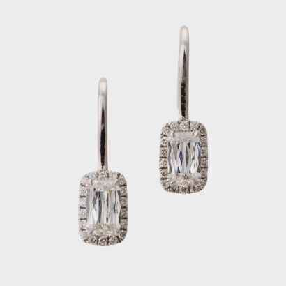 Partridge Jewellers, 18ct White Gold, 1.11ct Ashoka Diamond / 0.25ct Diamond Earrings