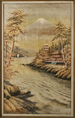 A Japanese Early 20th Century ' Landscape&lsquo; Embroidery