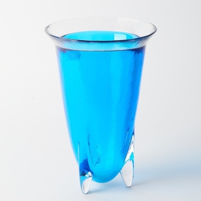 A Vintage Atomic Style Blue Glass Vase