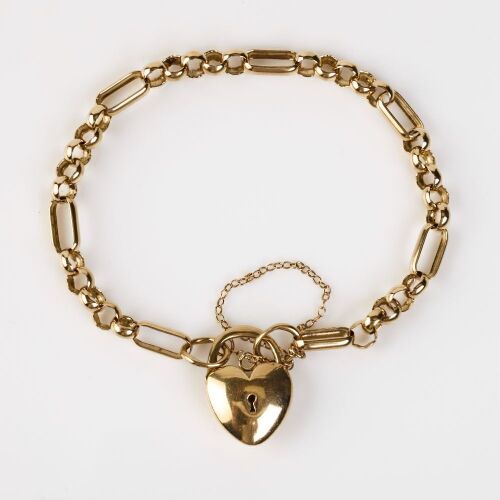 9ct Yellow Gold, 21cm Figaro Belcher Link Bracelet