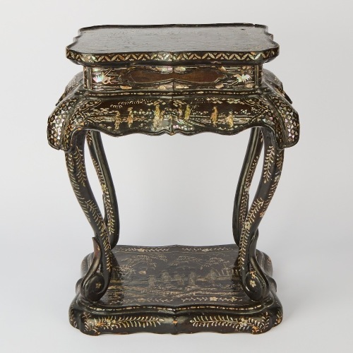 A Chinese Export Black Lacquer and Mother-of-Pearl Inlaid Occasional Table