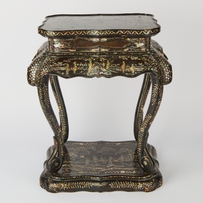 A Chinese Export Black Lacquer and Mother-of-Pearl Inlaid Occasional Table