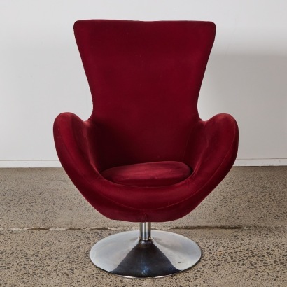 A Red Velvet Egg Chair