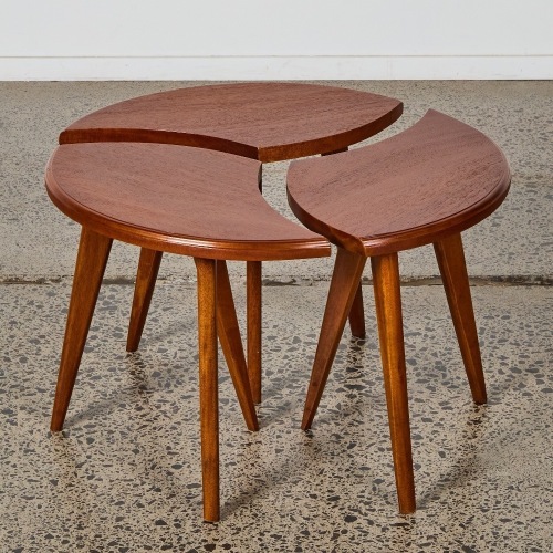 A Set of Three Pinwheel Peter Hvidt style Side Tables