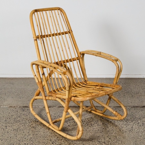 A Mid-century Cane Rocking Chair