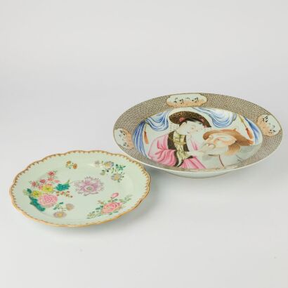A Set of Two Chinese Qing Dynasty Qianlong Period Famille-rose Dishes