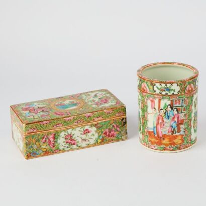 A Set of Two Chinese Qing Dynasty Canton Famille-rose Porcelains