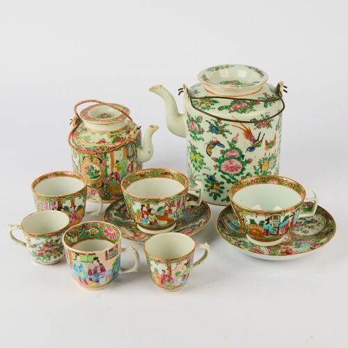 A Group of Chinese Qing Dynasty Canton Famille-rose Porcelains