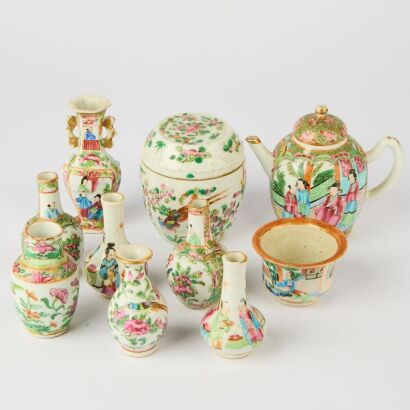 A Group of Ten Chinese Qing Dynasty Canton Famille-rose Porcelains
