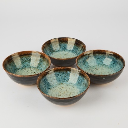 A Set of Four Len Castle Chun Glazed Bowls