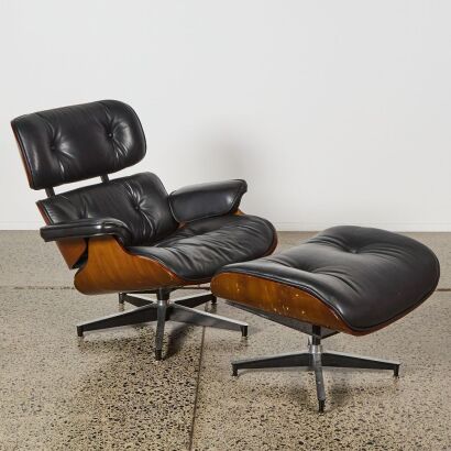 A Vintage Eames Replica Chair with Footrest A/F