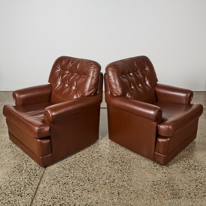 A Pair of Vintage Danske Mobler Leather Club Chairs
