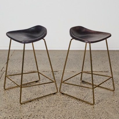 A Pair of Minimal Sleigh Based Barstools
