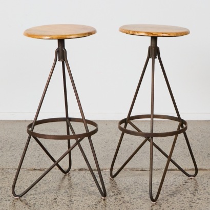 A Pair Of MCM Atomic Style Barstools