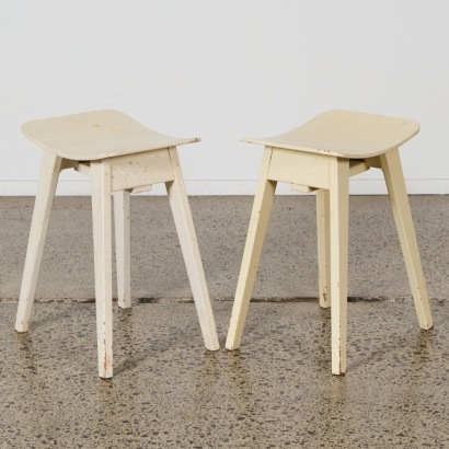 A Pair of Characterful Mid-century painted Stools