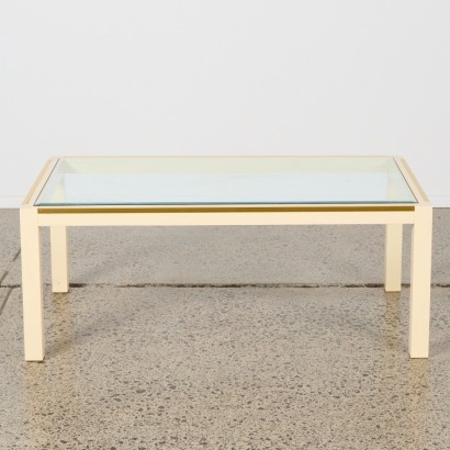 A 1980s Italian Style Painted Wooden Coffee Table with Brass Detailing