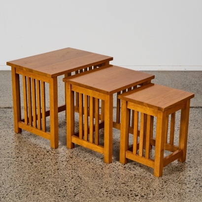 An Arts and Craft Style Solid Oak Nest Tables