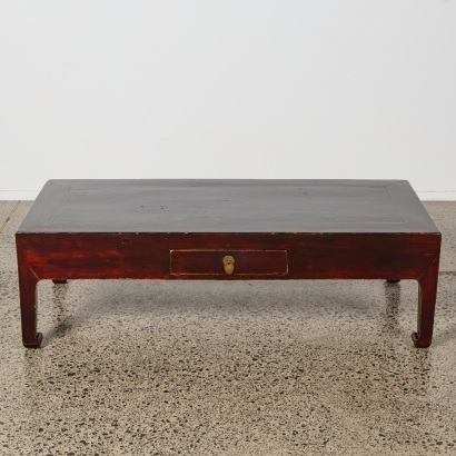 An Antique Chinese Lacquer Coffee Table with One Drawer