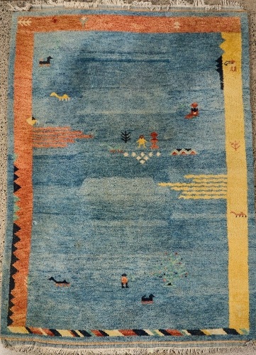 A Traditional Hand-Knotted Iranian Tribal Gabbeh Rug