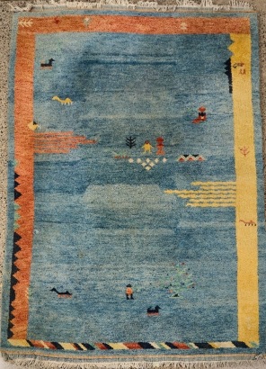 A Traditional Hand-Knotted Iranian Tribal Gabbeh Rug