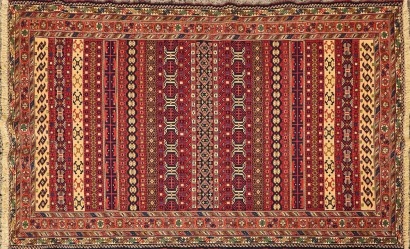 A Hand-Embroidered Sirjan Kilim