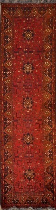 A Wool Hand-Knotted Afghan Mohammadi Runner