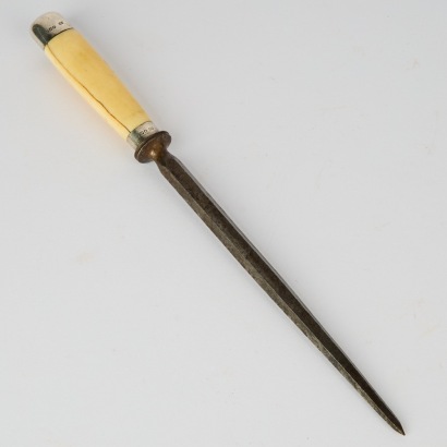 A Vintage Bone Handle Knife Sharpener, Sterling Silver Capping with Hallmarks