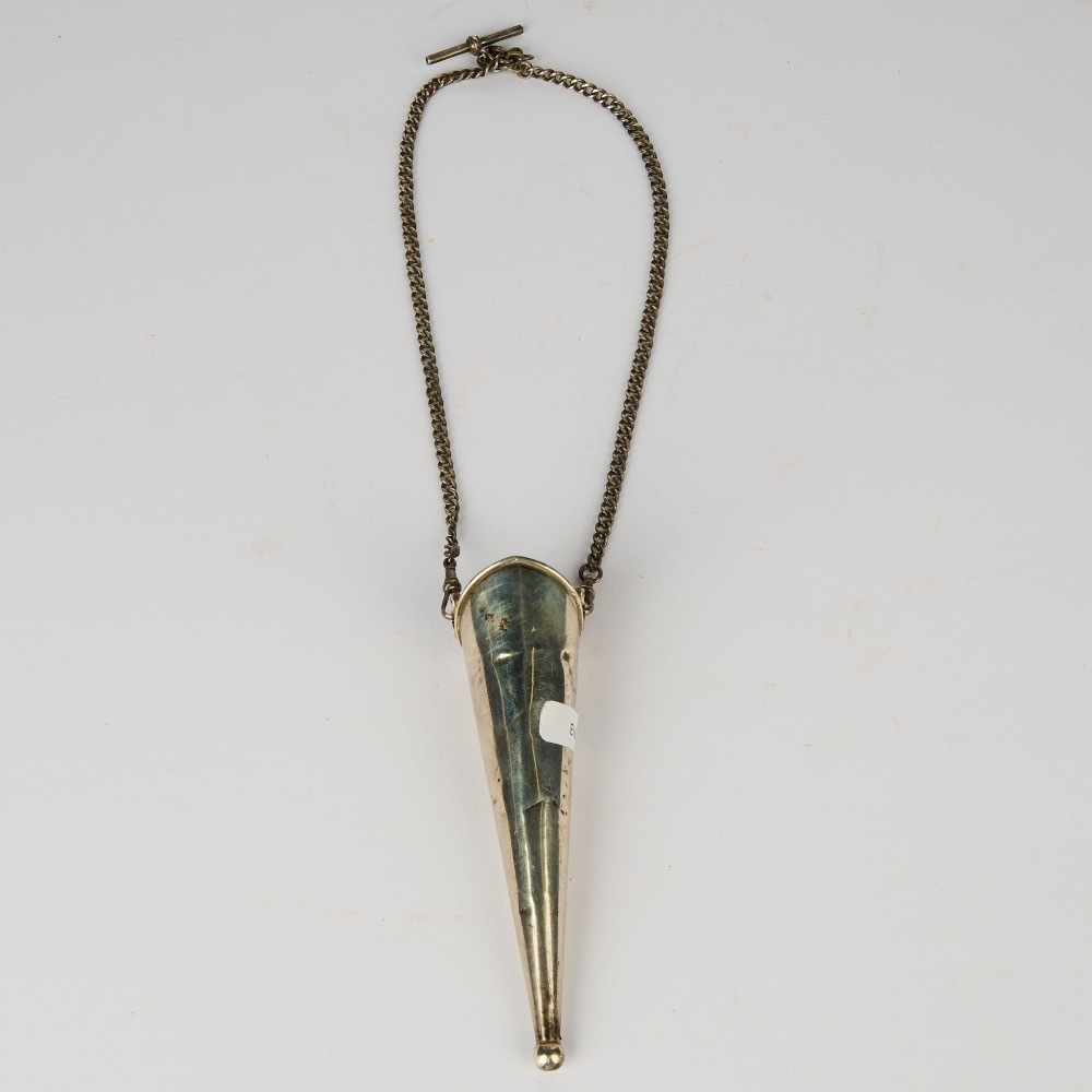 A Sterling Silver Edwardian Cheroot Cone Case with Hallmarks