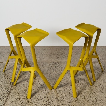 A Set of Four Miura Bar Stools By Plank, Italy