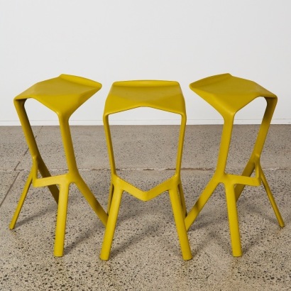 A Set of Three Miura Bar Stools By Plank, Italy
