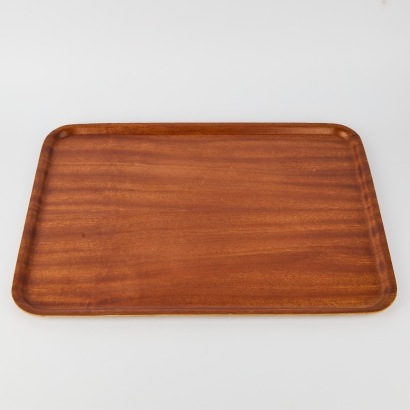 A Mid-Century Round Mahogany Veneered Tray By Elliswood Products, Ranatira Series