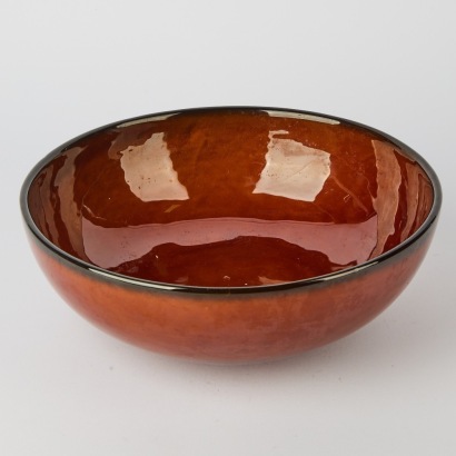 A Vintage Mid-Century Glazed Brown Bowl Stamped NZ
