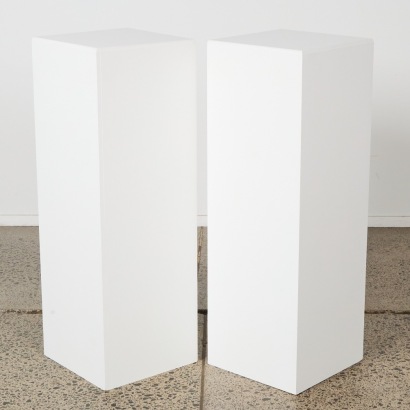 A Pair of White Art Gallery Timber Plinths