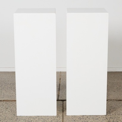 A Pair of White Art Gallery Timber Plinths