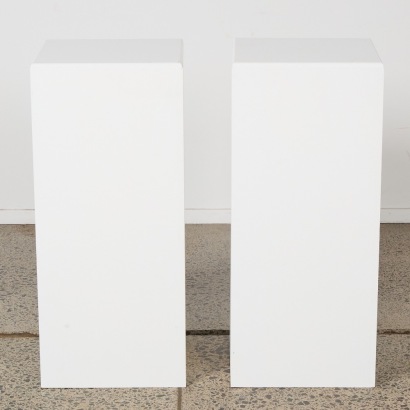 A Pair of White Art Gallery Timber Plinths