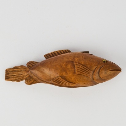 A Carved Fish Stamp Holder
