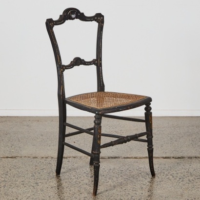 A Regency Era Ebonised Chair with Mother of Pearl Inlay