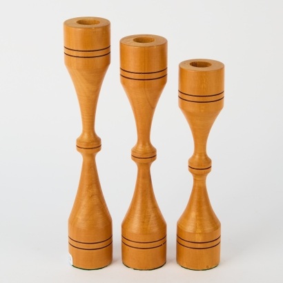 A Trio Of Woodturned Kauri Candle Holders