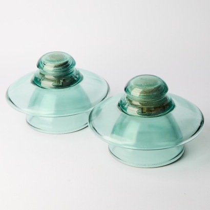 A Pair of French Glass High Tension Insulators