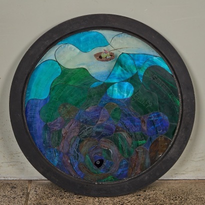 A Glass Hand-etched Mirror Seascape