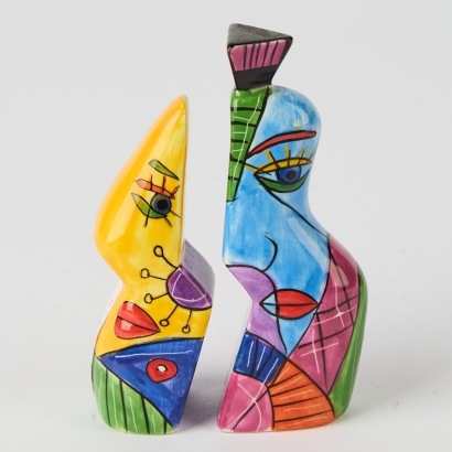 A Pair of Funky Retro Style Salt and Pepper Shakers