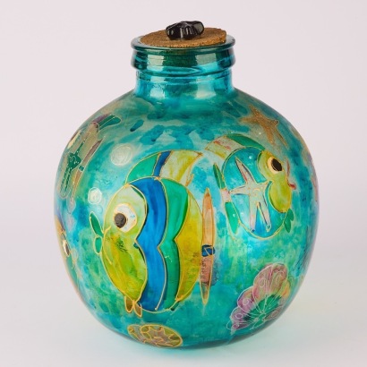 A Kitsch Fish Glass Bottle with Cork