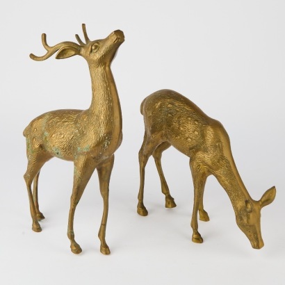 A Vintage Brass Buck and Doe Set