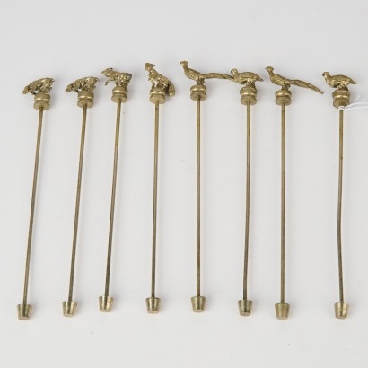 A Set of Eight Vintage Animal Themed Swizzle Sticks