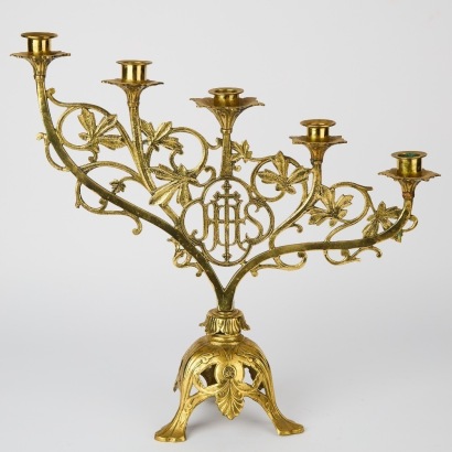 A Vintage Brass Altar Candelabra