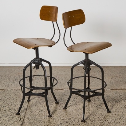A Pair of Industrial Bar Stools