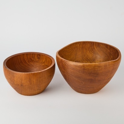 A Pair of Solid Teak Wood Bowls