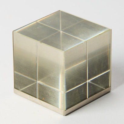 A Solid Glass Cube Paperweight